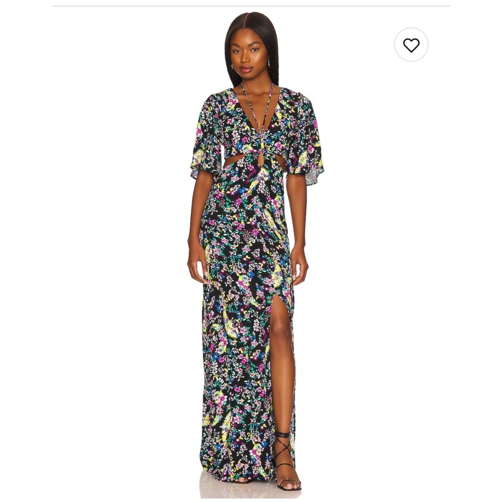 AFRM maxi cut out  savvy dress. Noir paisley .NWT small